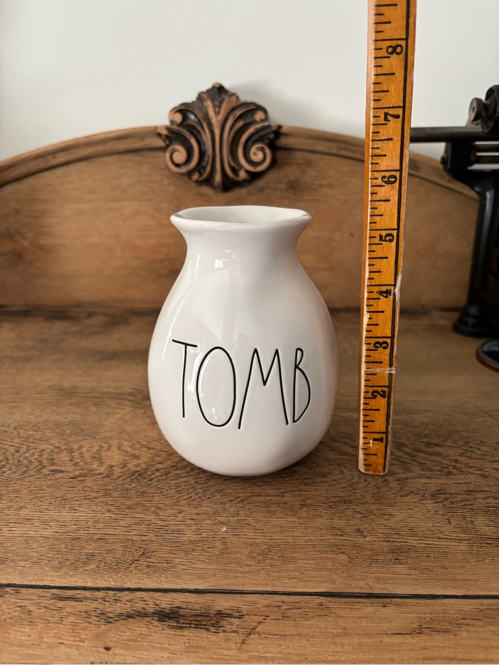 Rae Dunn White Ceramic 'TOMB' Bud Vase Halloween